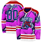 Custom Purple US Navy Blue Red-White 3D Pattern Cyber Mecha E-sport Hockey Jersey