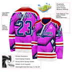 Custom Purple US Navy Blue Red-White 3D Pattern Cyber Mecha E-sport Hockey Jersey