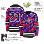 Custom Black US Navy Blue Purple Pink-White 3D Pattern Cyber Mecha E-sport Hockey Jersey