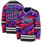 Custom Black US Navy Blue Purple Pink-White 3D Pattern Cyber Mecha E-sport Hockey Jersey