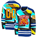 Custom Black Yellow Blue Royal Red-White 3D Pattern Cyber Mecha E-sport Hockey Jersey