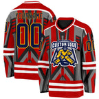 Custom Red Navy Black Gray Gold-White 3D Pattern Cyber Mecha E-sport Hockey Jersey