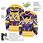 Custom Purple Gold Black Gray-White 3D Pattern Cyber Mecha E-sport Hockey Jersey