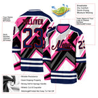 Custom Pink Navy Black Gray Red-White 3D Pattern Cyber Mecha E-sport Hockey Jersey