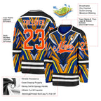 Custom Royal Orange Yellow Black-White 3D Pattern Cyber Mecha E-sport Hockey Jersey