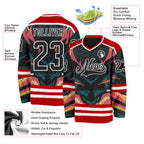 Custom Red Black Blue Pink Yellow-White 3D Pattern Cyber Mecha E-sport Hockey Jersey