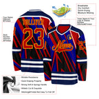 Custom Blue Red Navy Yellow-White 3D Pattern Cyber Mecha E-sport Hockey Jersey
