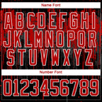 Custom Black Red Steel Gray-White 3D Pattern Dripping Splatter Hockey Lace Neck Jersey