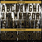 Custom Black Old Gold Steel Gray-White 3D Pattern Dripping Splatter Hockey Lace Neck Jersey