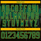 Custom Black Kelly Green Gold Steel Gray-White 3D Pattern Dripping Splatter Hockey Lace Neck Jersey
