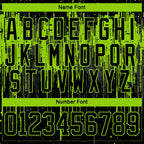 Custom Black Neon Green Steel Gray-White 3D Pattern Dripping Splatter Hockey Lace Neck Jersey