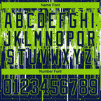 Custom Navy Neon Green-White 3D Pattern Dripping Splatter Hockey Lace Neck Jersey