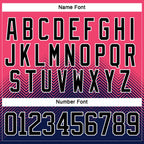 Custom Neon Pink Black Blue-White 3D Pattern Abstract Gradient Halftone Hockey Lace Neck Jersey