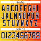 Custom Orange Navy Yellow-White 3D Pattern Abstract Gradient Halftone Hockey Lace Neck Jersey