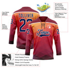 Custom Orange Navy Crimson-White 3D Pattern Abstract Gradient Halftone Hockey Lace Neck Jersey