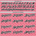 Custom Neon Pink Black-White Valentine's Day Love Heart Authentic Baseball Jersey