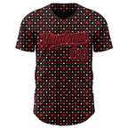 Custom Black Fire Red Valentine's Day Love Heart Authentic Baseball Jersey
