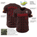 Custom Black Fire Red Valentine's Day Love Heart Authentic Baseball Jersey