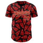 Custom Black Red-Cream Valentine's Day Love Heart Authentic Baseball Jersey
