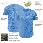 Custom Blue Electric Blue-White Valentine's Day Love Heart Authentic Baseball Jersey