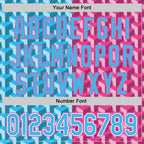 Custom Sky Blue Pink-White Valentine's Day Gradient Love Heart Authentic Baseball Jersey