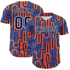 Custom Blue Navy Orange-White Valentine's Day Line Authentic Baseball Jersey