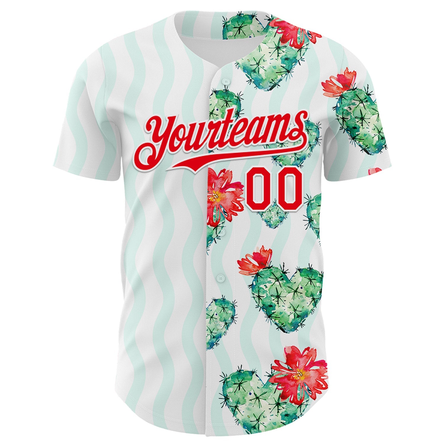 Custom White Fire Red-Green Valentine's Day Love Heart Authentic Baseball Jersey