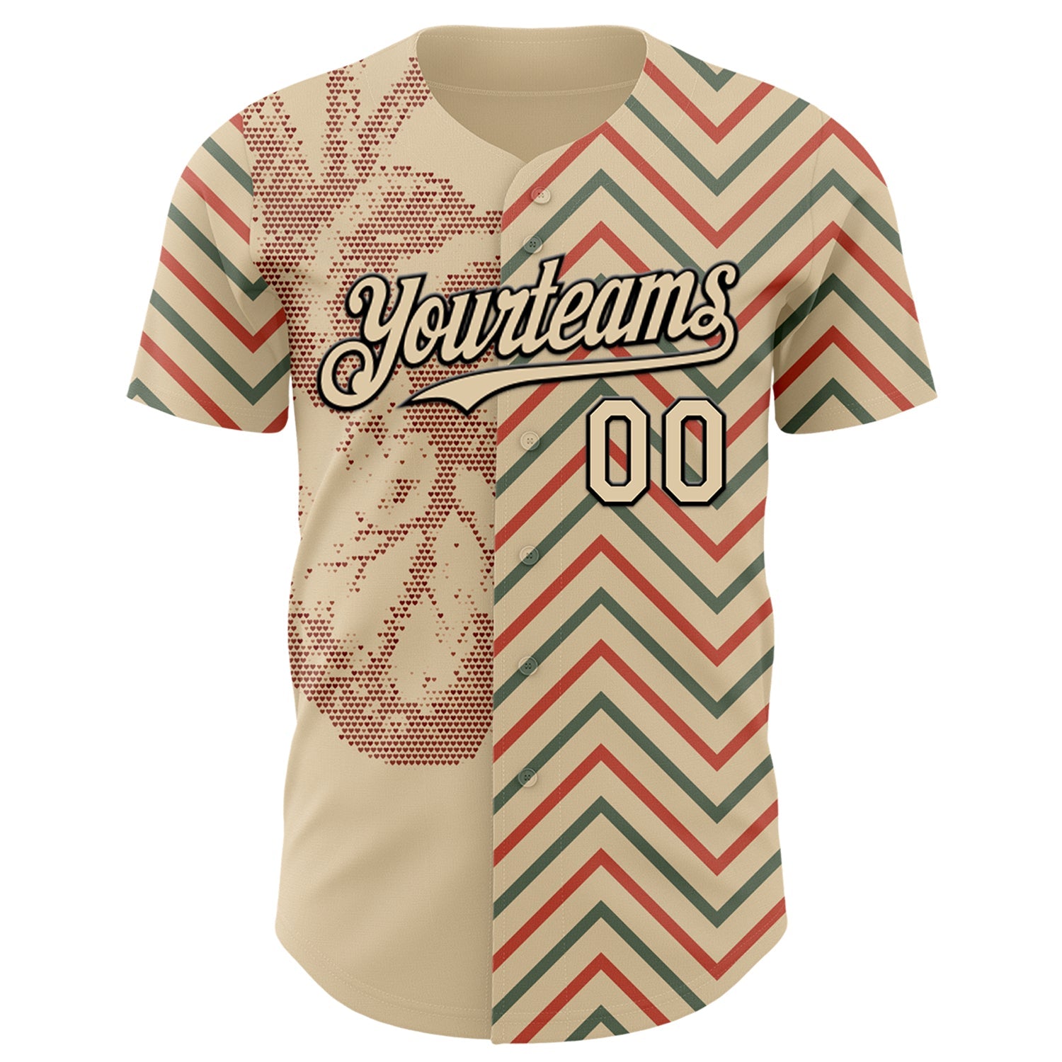 Custom City Cream Black Valentine's Day Heart Authentic Baseball Jersey