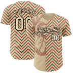 Custom City Cream Black Valentine's Day Heart Authentic Baseball Jersey