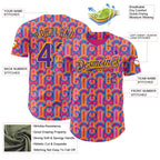 Custom Pink Purple-Yellow Valentine's Day Line Authentic Baseball Jersey