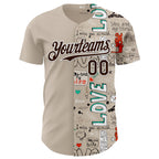 Custom Gray Brown-White Valentine's Day Love Authentic Baseball Jersey
