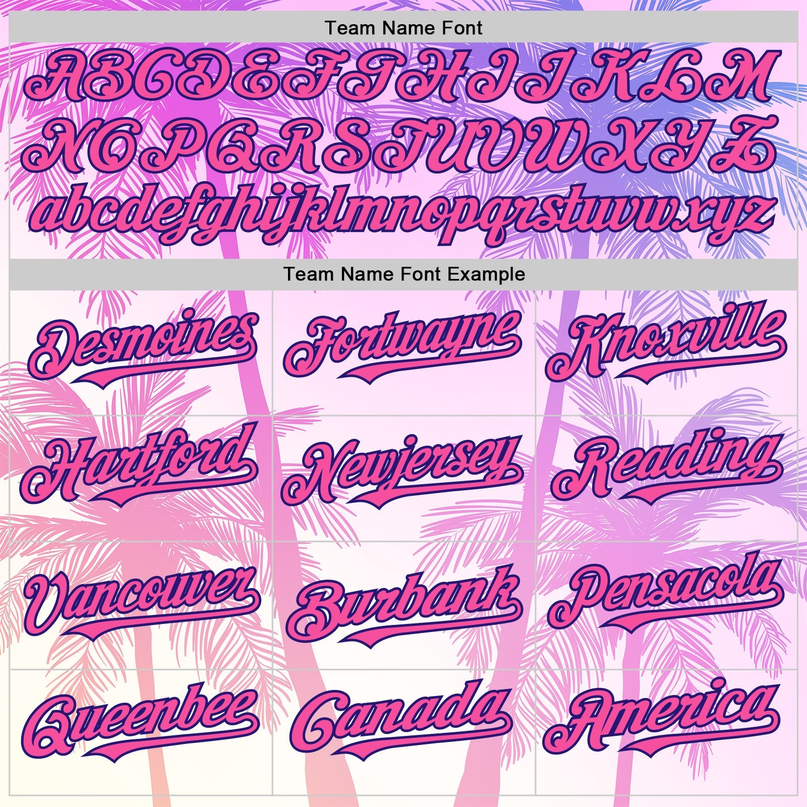 Custom Pink Dark Purple-White Valentine's Day Gradient Coconut Trees Authentic Baseball Jersey