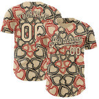 Custom City Cream Black Valentine's Day Love Heart Authentic Baseball Jersey