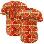 Custom Orange Cream-Black Valentine's Day Love Heart Authentic Baseball Jersey