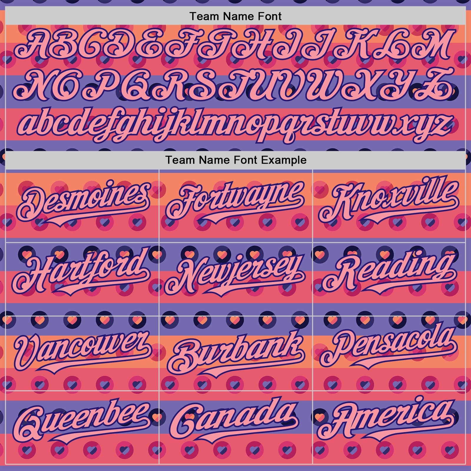 Custom Orange Medium Pink-Dark Purple Valentine's Day Love Heart Authentic Baseball Jersey