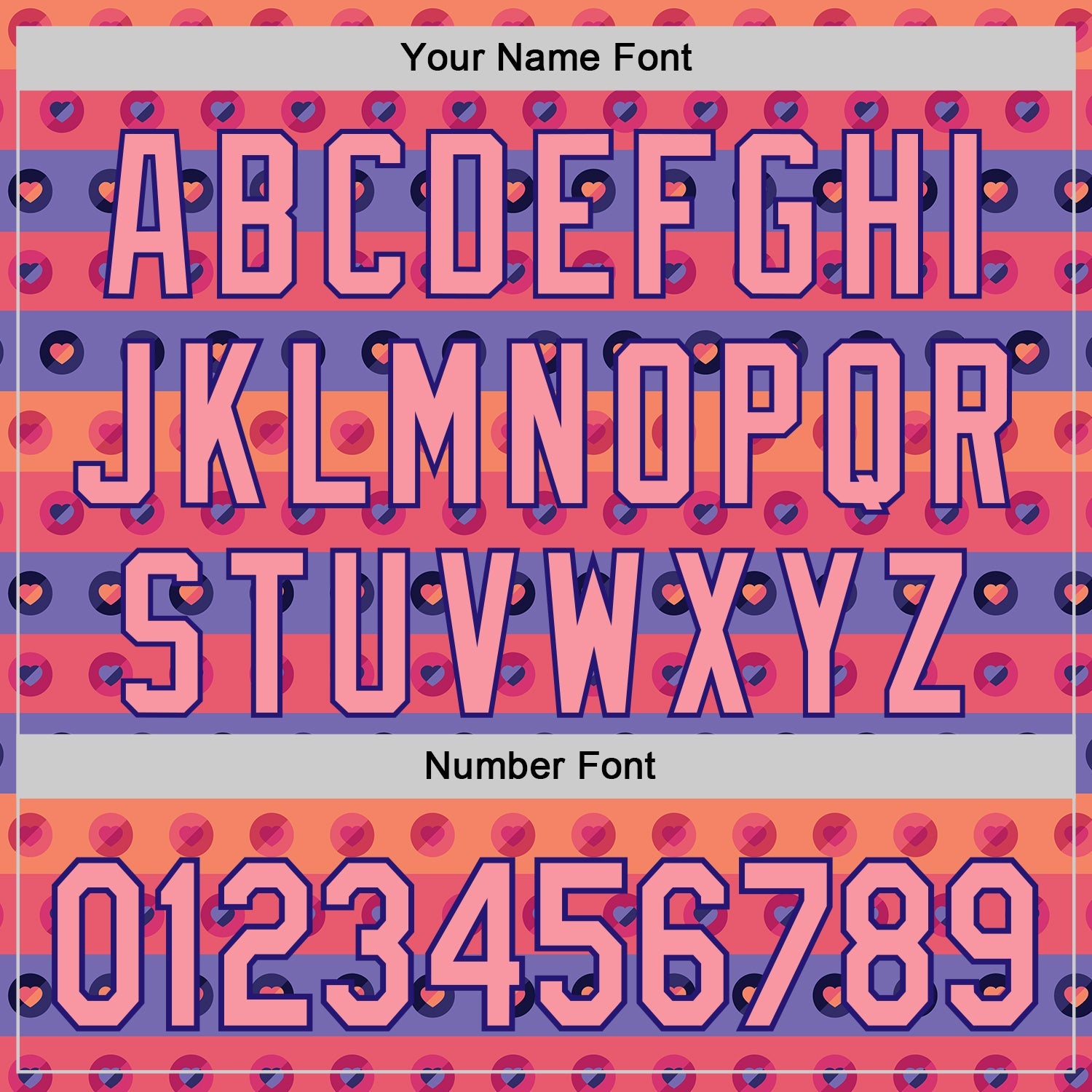 Custom Orange Medium Pink-Dark Purple Valentine's Day Love Heart Authentic Baseball Jersey