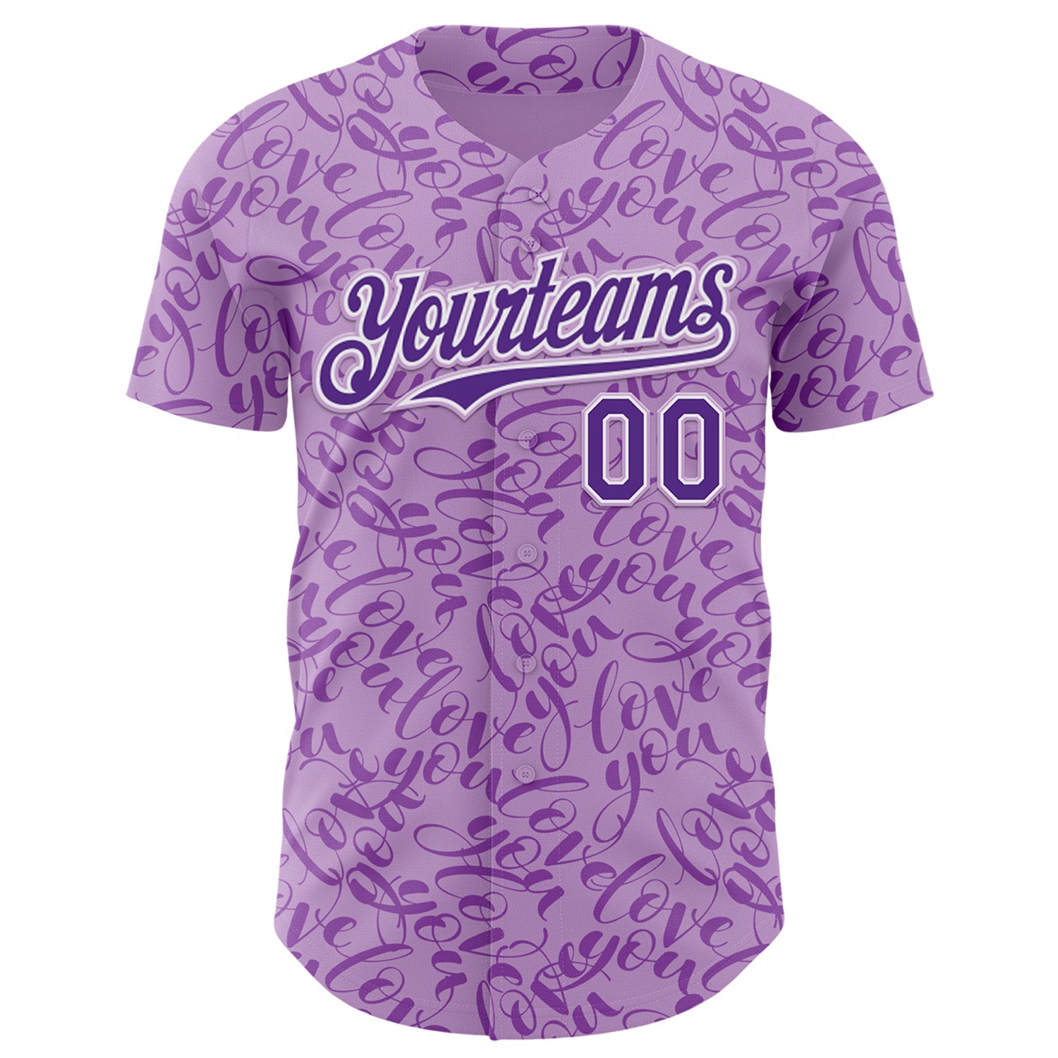 Custom Light Purple Purple-White Valentine's Day Love Authentic Baseball Jersey