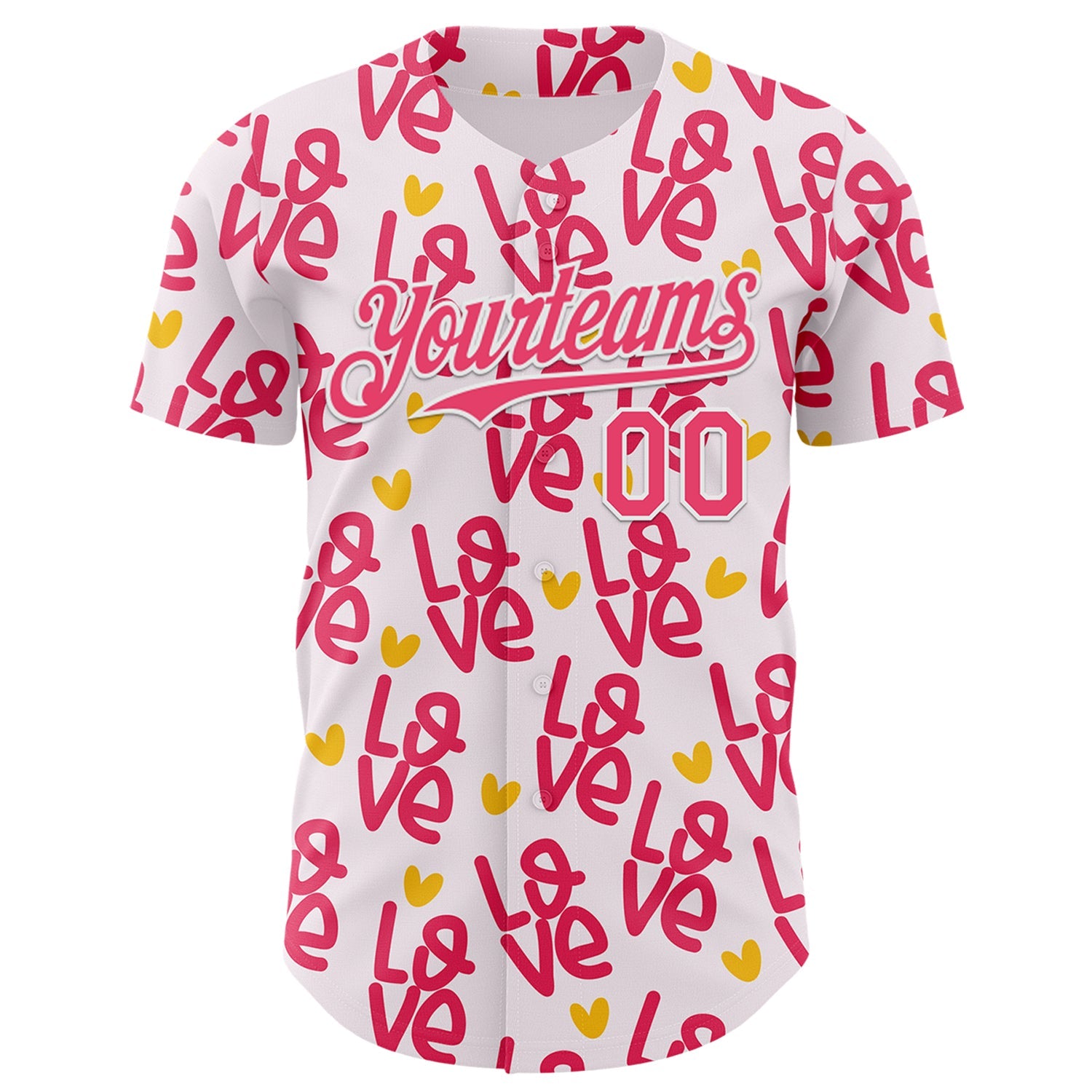 Custom Light Pink Neon Pink-White Valentine's Day Love Heart Authentic Baseball Jersey