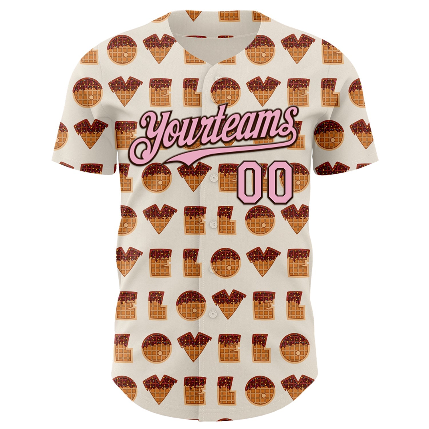 Custom Cream Light Pink-Brown Valentine's Day Love Heart Authentic Baseball Jersey