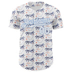 Custom White Light Blue Valentine's Day Love Heart Authentic Baseball Jersey