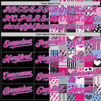 Custom Black Hot Pink-Light Blue Valentine's Day Love Heart Authentic Baseball Jersey