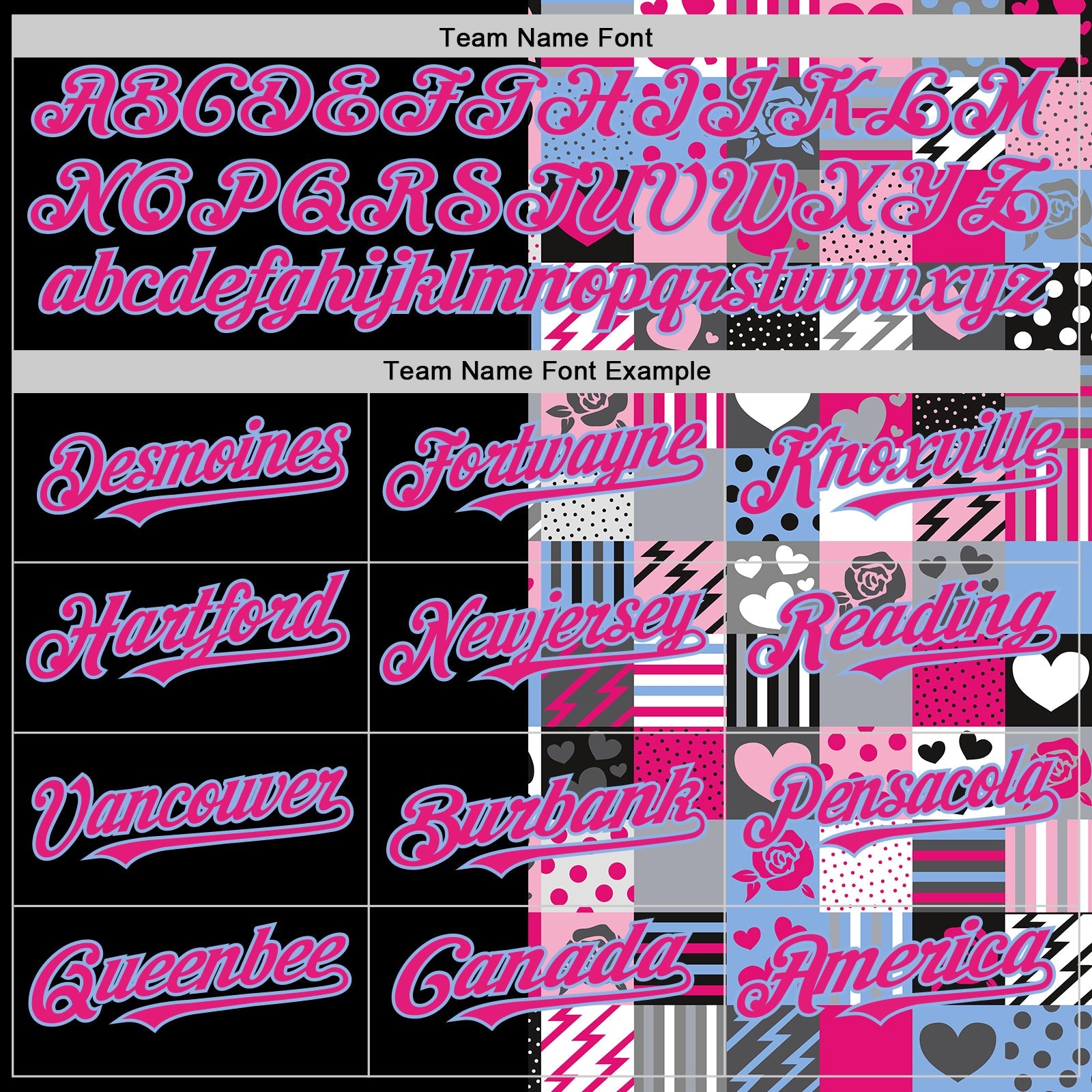 Custom Black Hot Pink-Light Blue Valentine's Day Love Heart Authentic Baseball Jersey