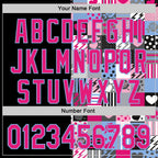 Custom Black Hot Pink-Light Blue Valentine's Day Love Heart Authentic Baseball Jersey