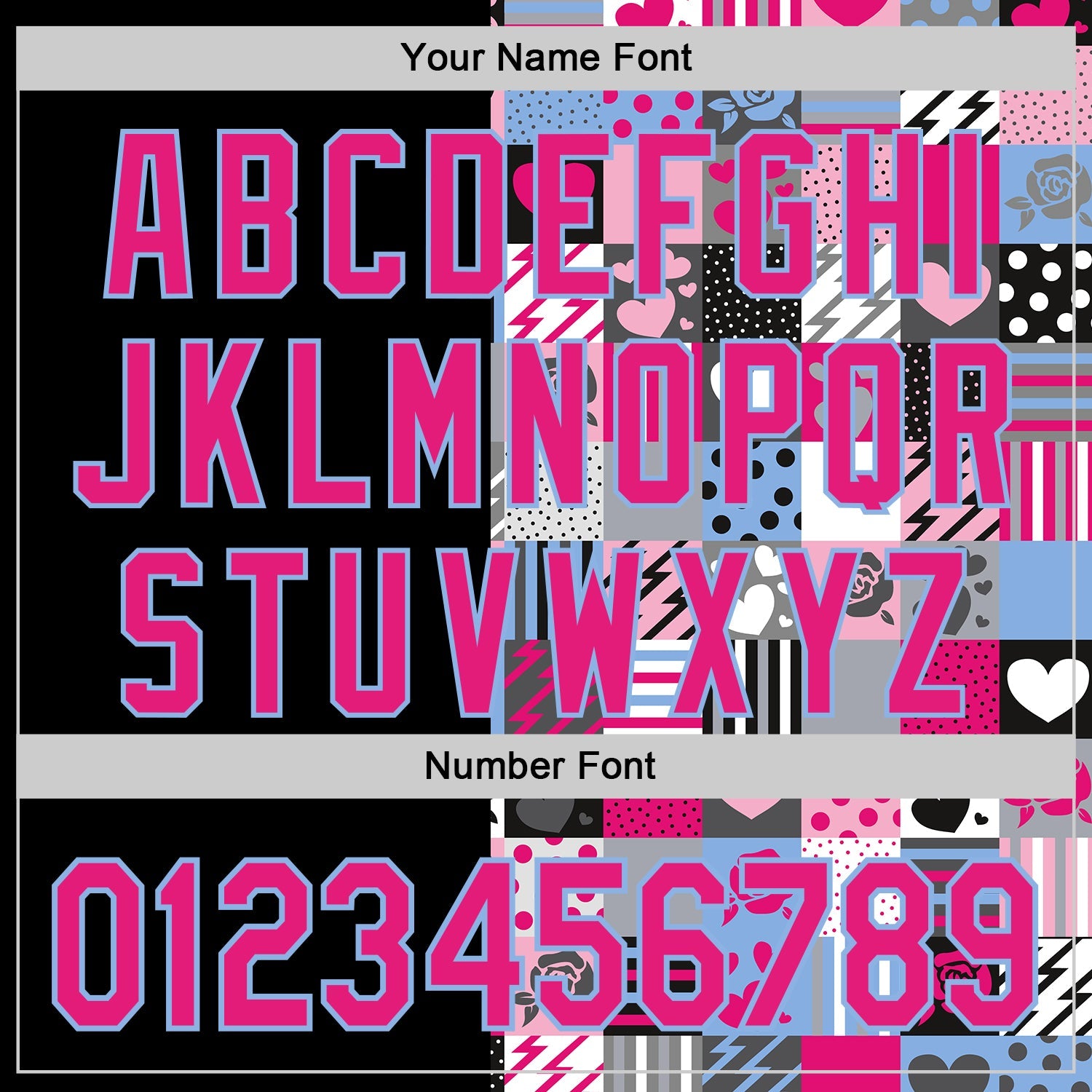 Custom Black Hot Pink-Light Blue Valentine's Day Love Heart Authentic Baseball Jersey