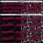 Custom Black Hot Pink Valentine's Day Love Heart Authentic Baseball Jersey