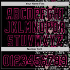 Custom Black Hot Pink Valentine's Day Love Heart Authentic Baseball Jersey