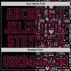 Custom Black Hot Pink Valentine's Day Love Heart Authentic Baseball Jersey