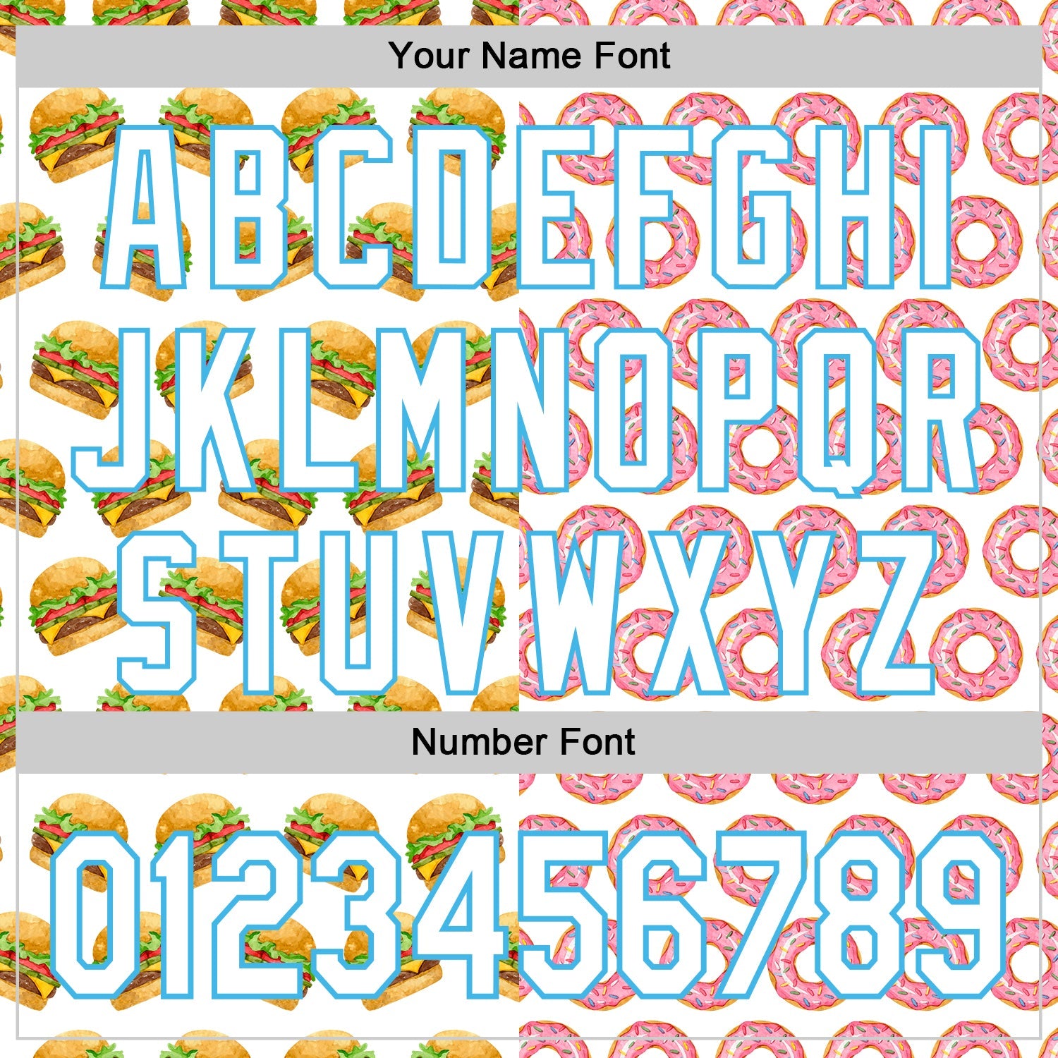 Custom White Sky Blue Valentine's Day Donut Meets Hamburger Authentic Baseball Jersey