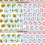 Custom White Sky Blue Valentine's Day Donut Meets Hamburger Authentic Baseball Jersey