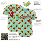 Custom Ice Blue Red Valentine's Day Love Heart Authentic Baseball Jersey